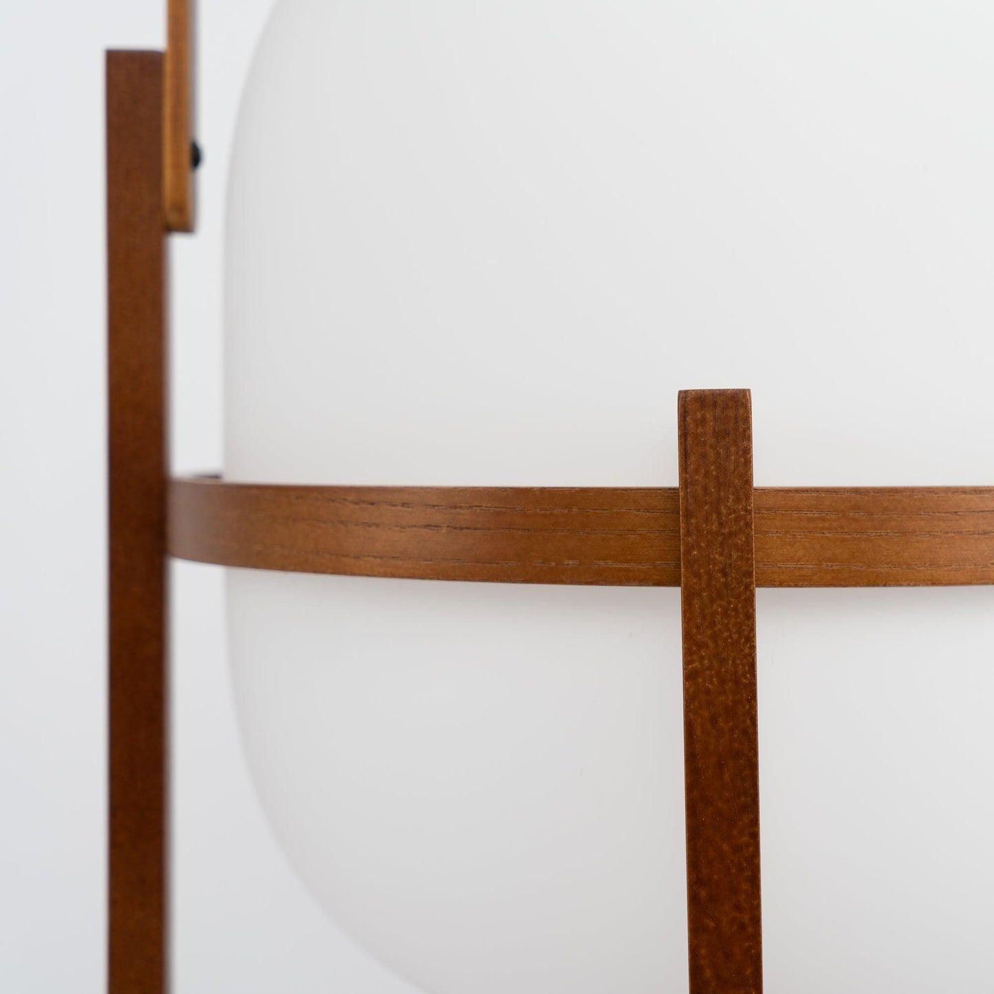 Tafellamp Lantaarn Scandinavisch met Glazen Bol en Houten Frame