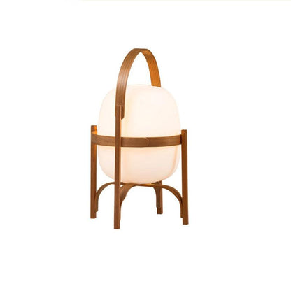 Tafellamp Lantaarn Scandinavisch met Glazen Bol en Houten Frame