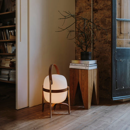 Tafellamp Lantaarn Scandinavisch met Glazen Bol en Houten Frame