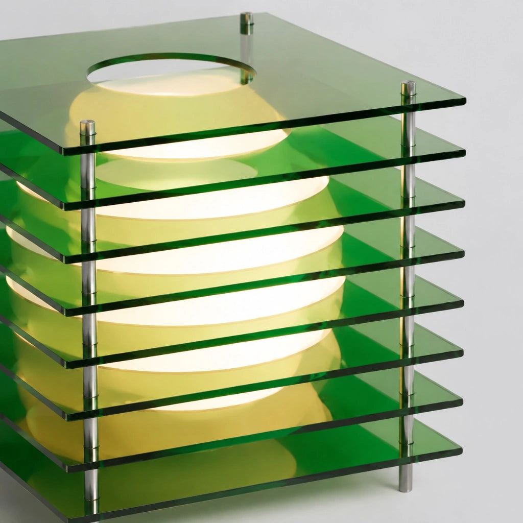 Tafellamp Modern met Gestapelde Acryl Lamellen en Bolvormige LED