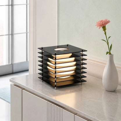 Tafellamp Modern met Gestapelde Acryl Lamellen en Bolvormige LED