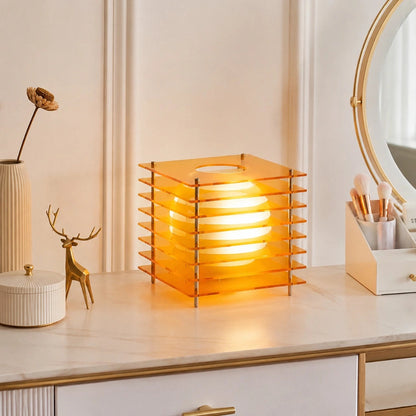 Tafellamp Modern met Gestapelde Acryl Lamellen en Bolvormige LED