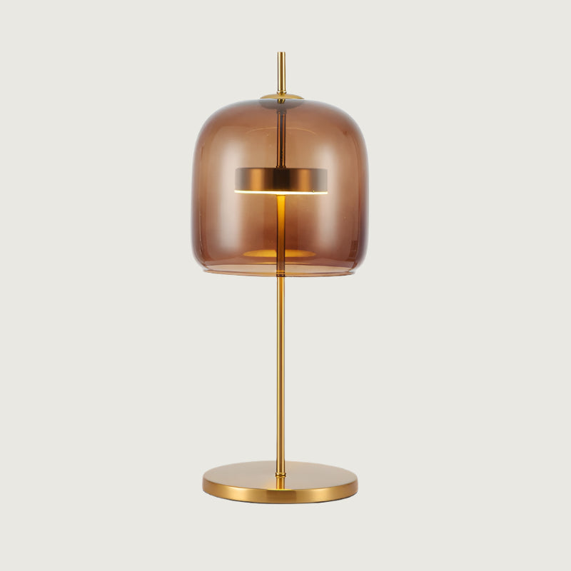 Tafellamp Modern met Glazen Kap en Gouden Voet
