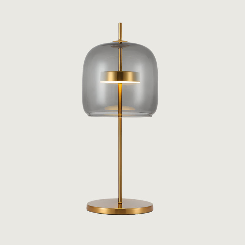 Tafellamp Modern met Glazen Kap en Gouden Voet