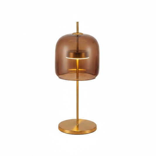 Tafellamp Modern met Glazen Kap en Gouden Voet