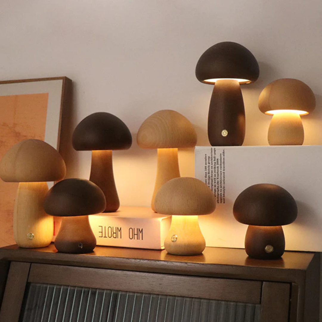 Tafellamp Paddenstoel Scandinavisch met Touch Bediening en Oplaadbare Batterij