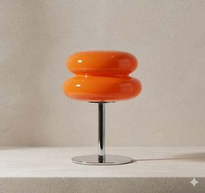 Tafellamp Retro met Glazen Bubble Kap en Chroom Voet
