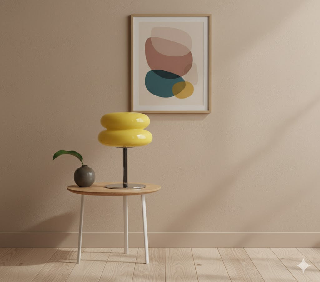 Tafellamp Retro met Glazen Bubble Kap en Chroom Voet