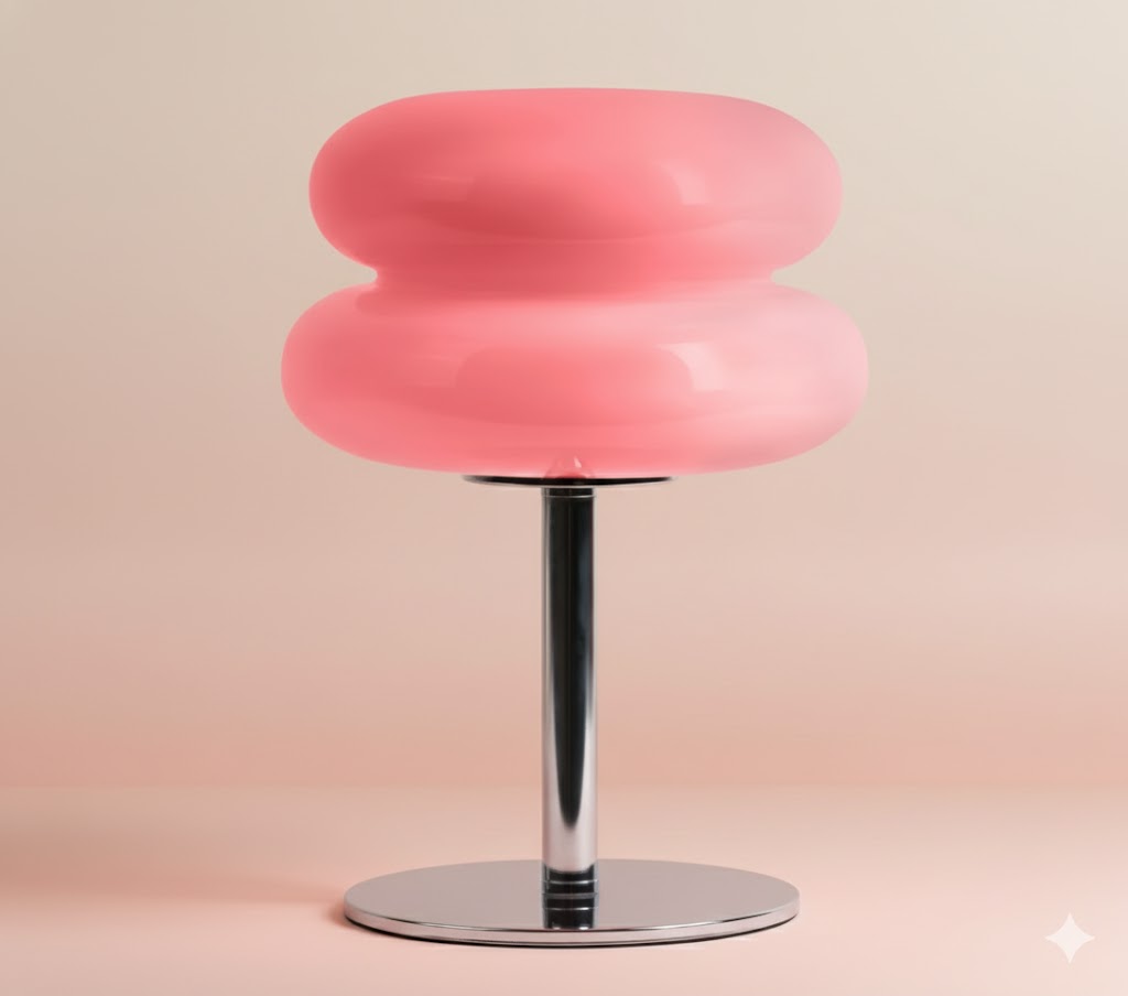 Tafellamp Retro met Glazen Bubble Kap en Chroom Voet