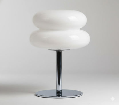 Tafellamp Retro met Glazen Bubble Kap en Chroom Voet