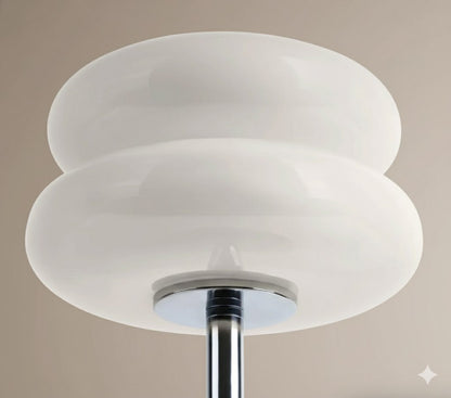 Tafellamp Retro met Glazen Bubble Kap en Chroom Voet