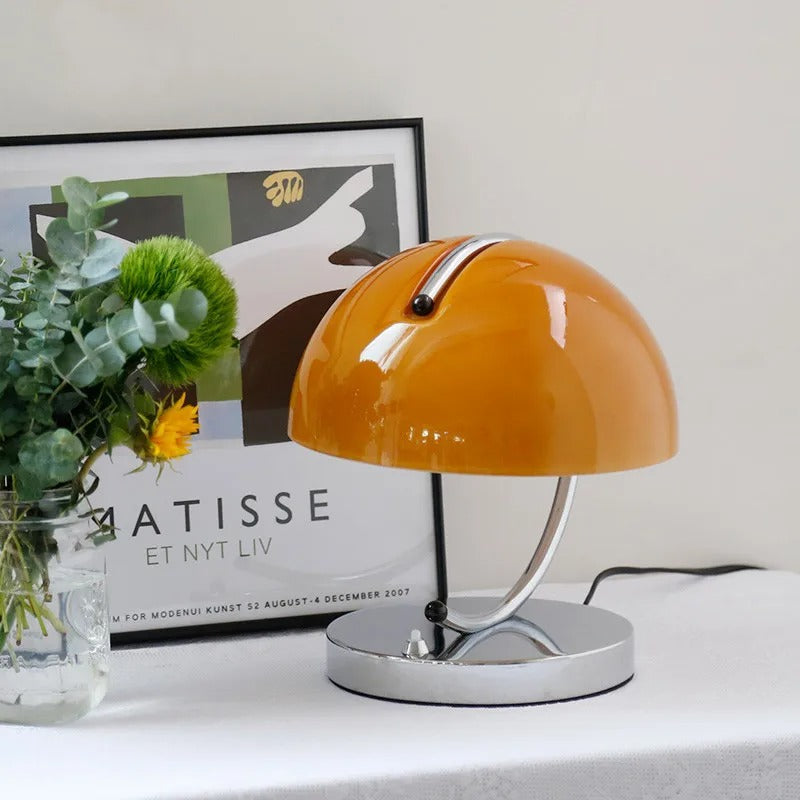 Tafellamp Retro met Koepelkap en Chroom Voet