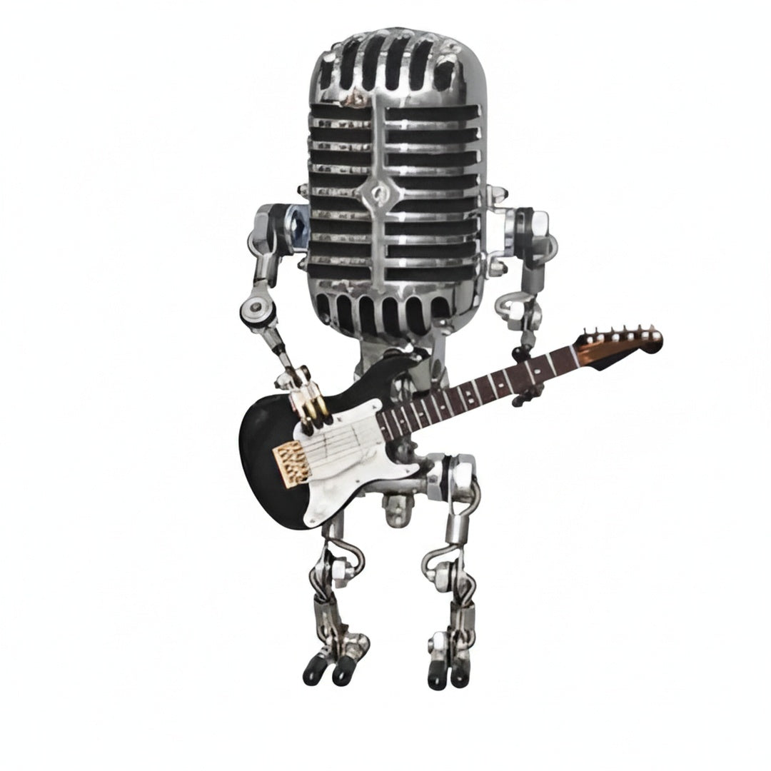 Tafellamp Retro Microfoon Robot met Gitaar en Dimmer Schakelaar
