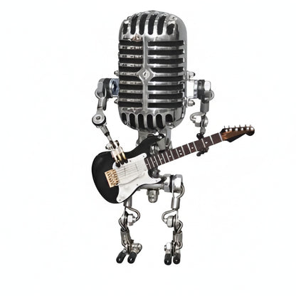 Tafellamp Retro Microfoon Robot met Gitaar en Dimmer Schakelaar