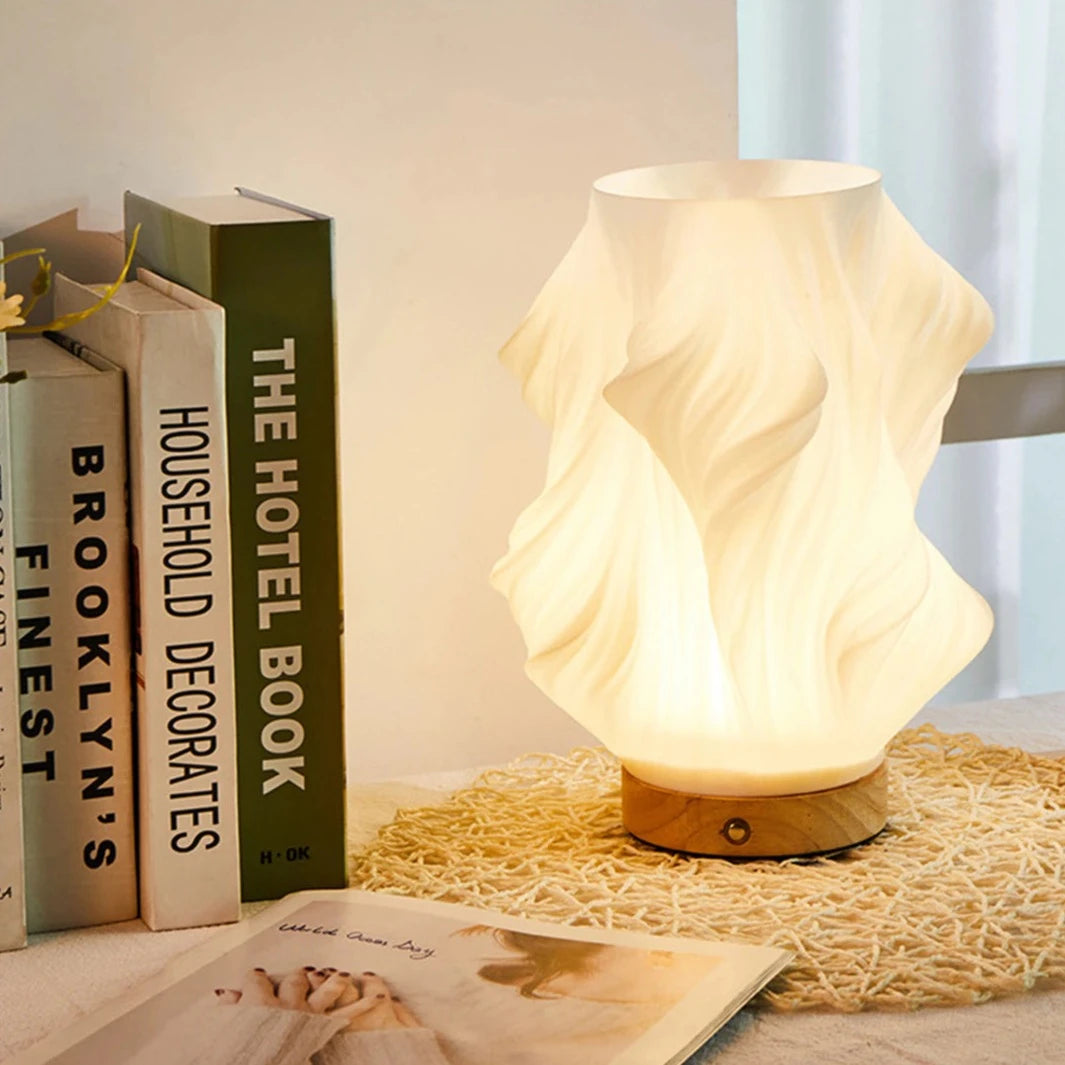 Tafellamp Scandinavisch met Golvende Kap en Dimbare LED Verlichting