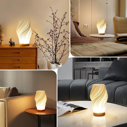 Tafellamp Scandinavisch met Golvende Kap en Dimbare LED Verlichting