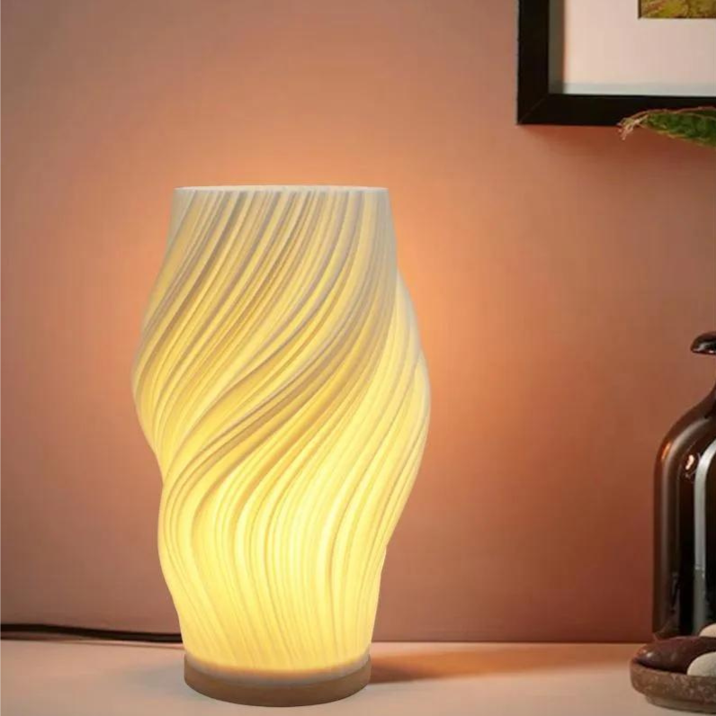 Tafellamp Scandinavisch met Golvende Kap en Dimbare LED Verlichting