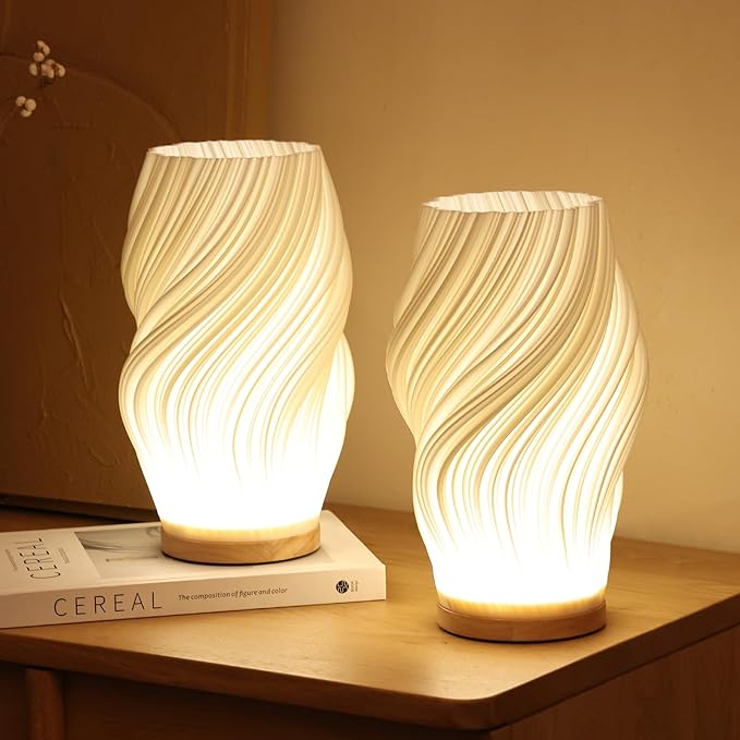 Tafellamp Scandinavisch met Golvende Kap en Dimbare LED Verlichting