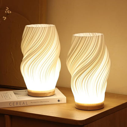 Tafellamp Scandinavisch met Golvende Kap en Dimbare LED Verlichting