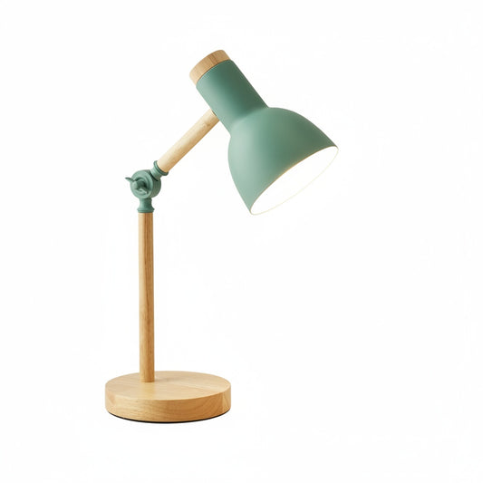 Tafellamp Scandinavisch met Verstelbare Arm en Houten Voet