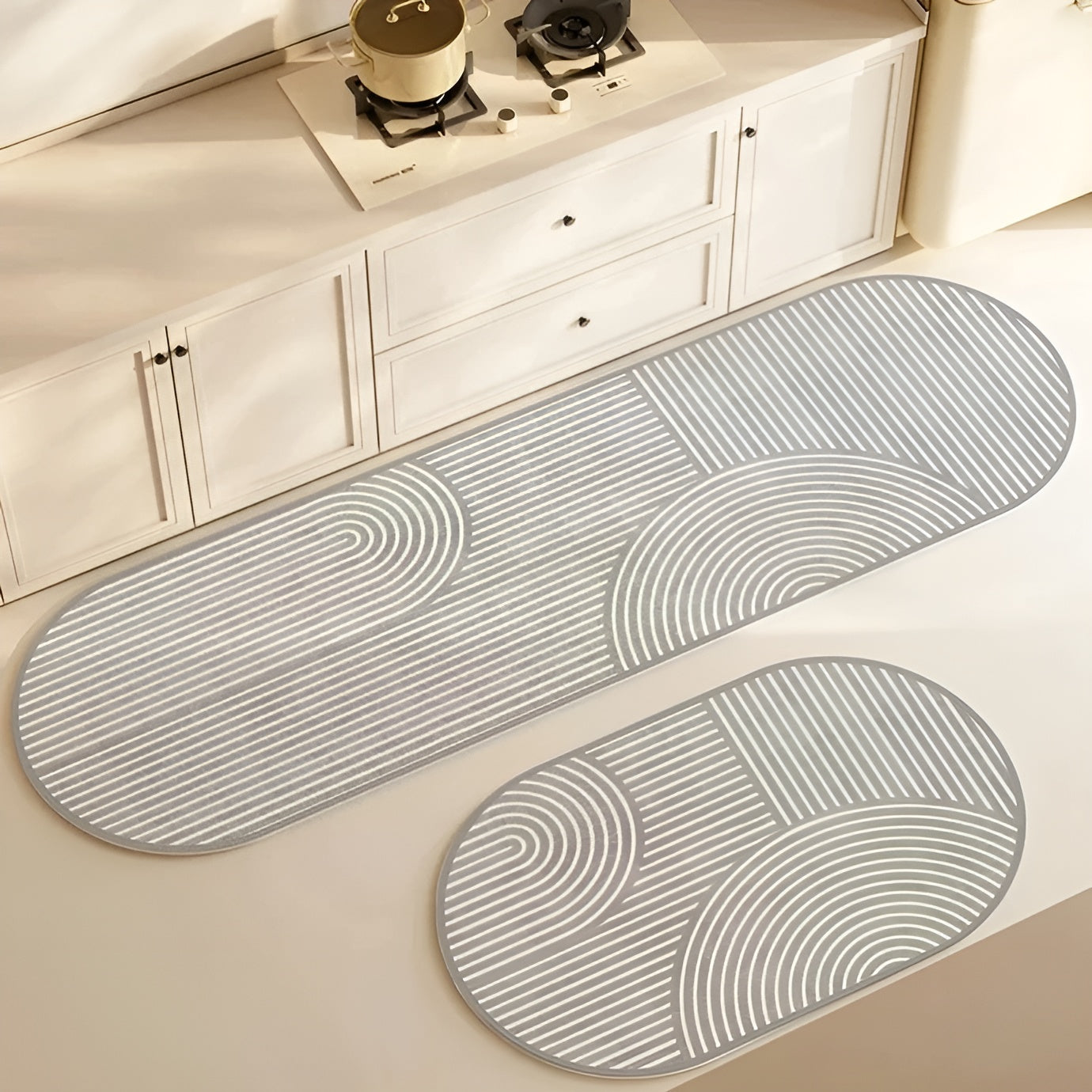 Vloerkleed Loper Antislip met Geometrisch Streeppatroon voor Hal en Keuken