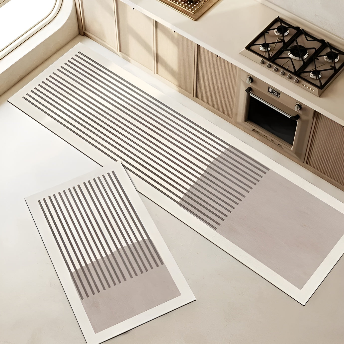 Vloerkleed Loper Antislip met Geometrisch Streeppatroon voor Hal en Keuken