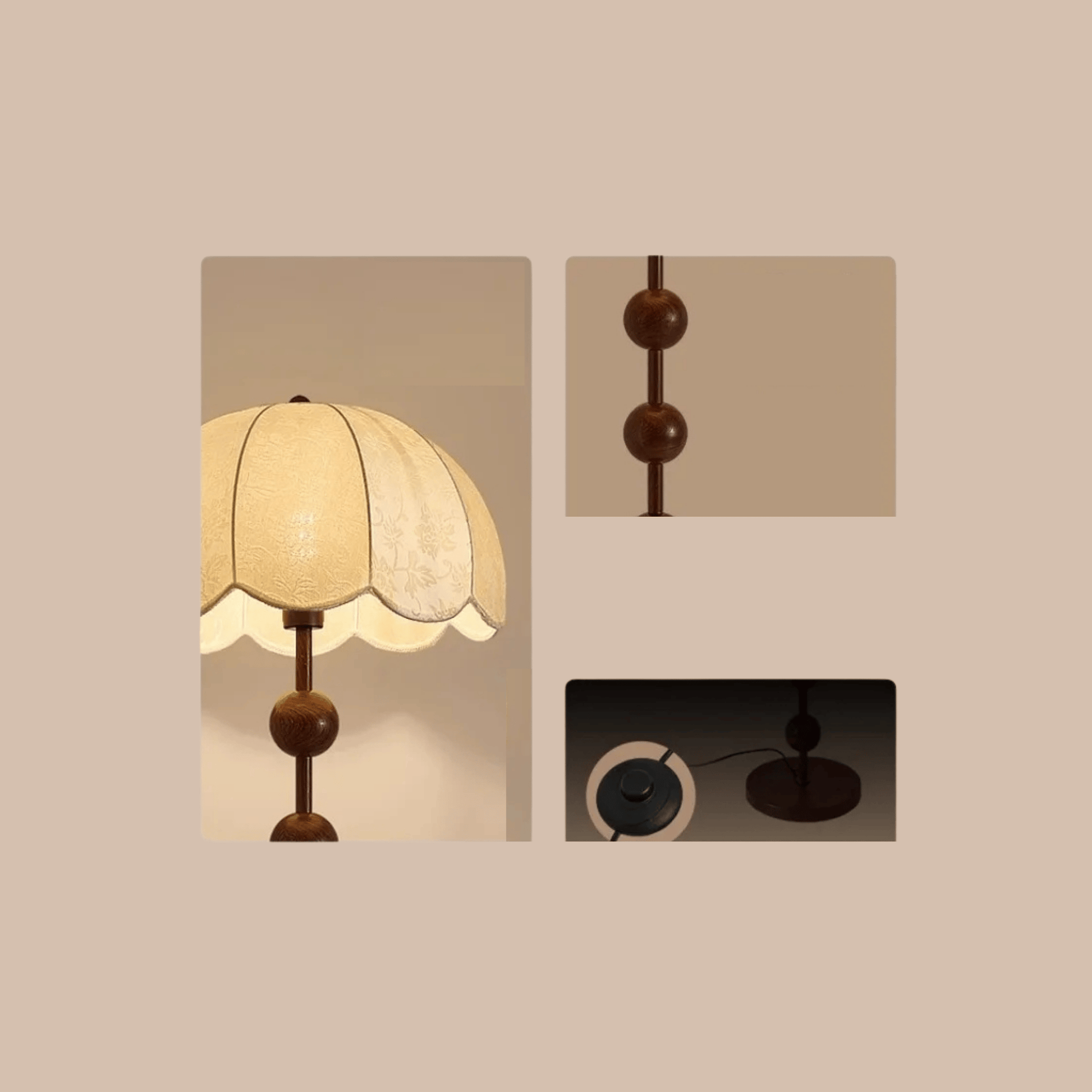 Vloerlamp en Tafellamp Retro met Bollenstandaard en Bloembladkap