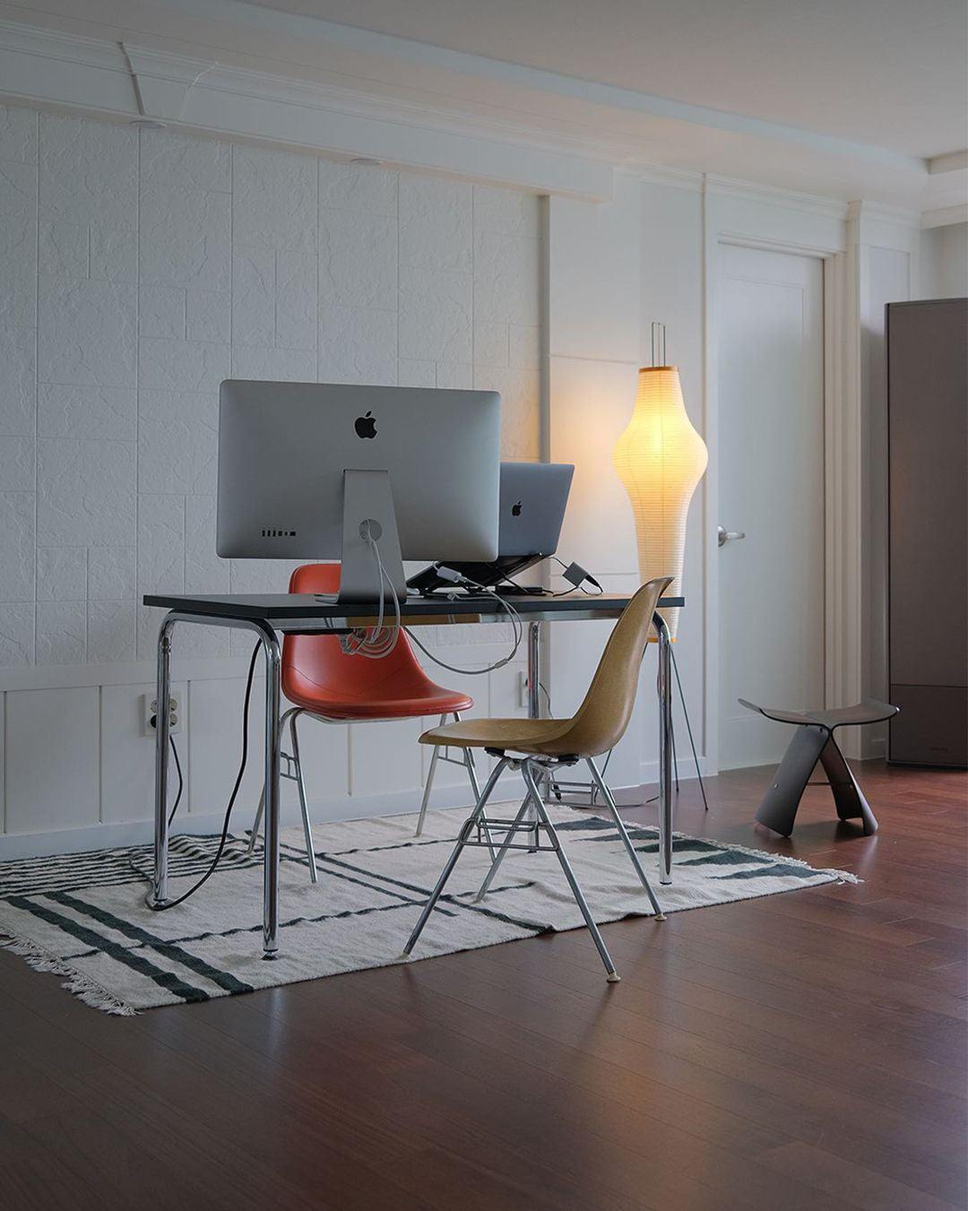 Vloerlamp Japandi Stijl met Rijstpapieren Kap en Driepoot Statief