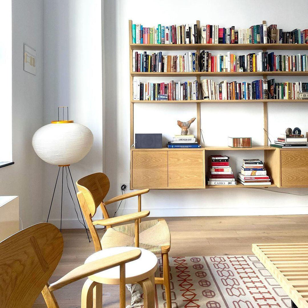 Vloerlamp Japandi Stijl met Rijstpapieren Kap en Driepoot Statief
