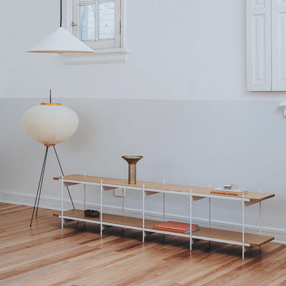 Vloerlamp Japandi Stijl met Rijstpapieren Kap en Driepoot Statief ##POS:134##