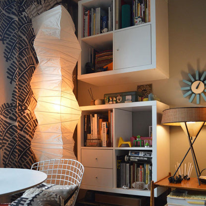 Vloerlamp Japandi Stijl met Rijstpapieren Kap en Driepoot Statief