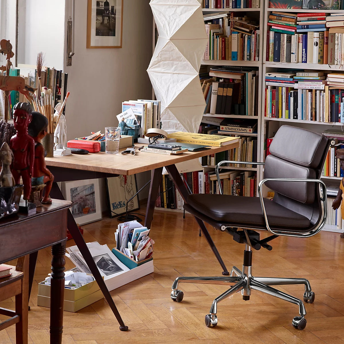 Vloerlamp Japandi Stijl met Rijstpapieren Kap en Driepoot Statief