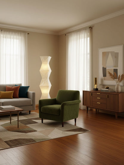 Vloerlamp Japandi Stijl met Rijstpapieren Kap en Driepoot Statief