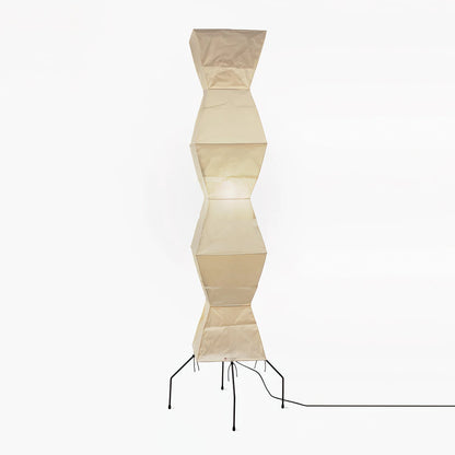 Vloerlamp Japandi Stijl met Rijstpapieren Kap en Driepoot Statief