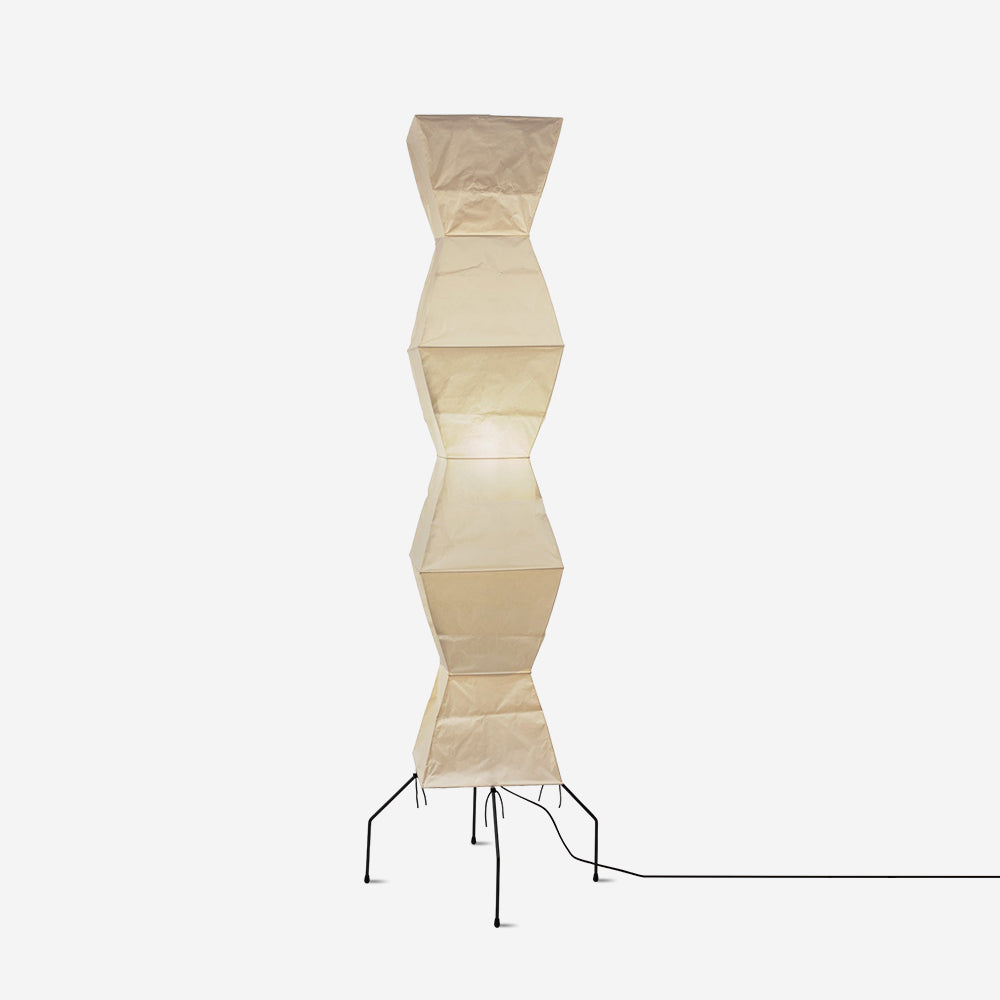 Vloerlamp Japandi Stijl met Rijstpapieren Kap en Driepoot Statief