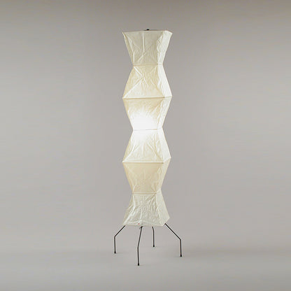 Vloerlamp Japandi Stijl met Rijstpapieren Kap en Driepoot Statief