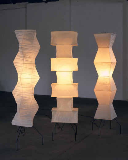 Vloerlamp Japandi Stijl met Rijstpapieren Kap en Driepoot Statief