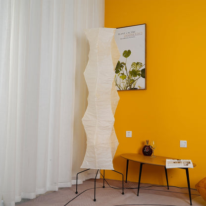 Vloerlamp Japandi Stijl met Rijstpapieren Kap en Driepoot Statief ##POS:177##
