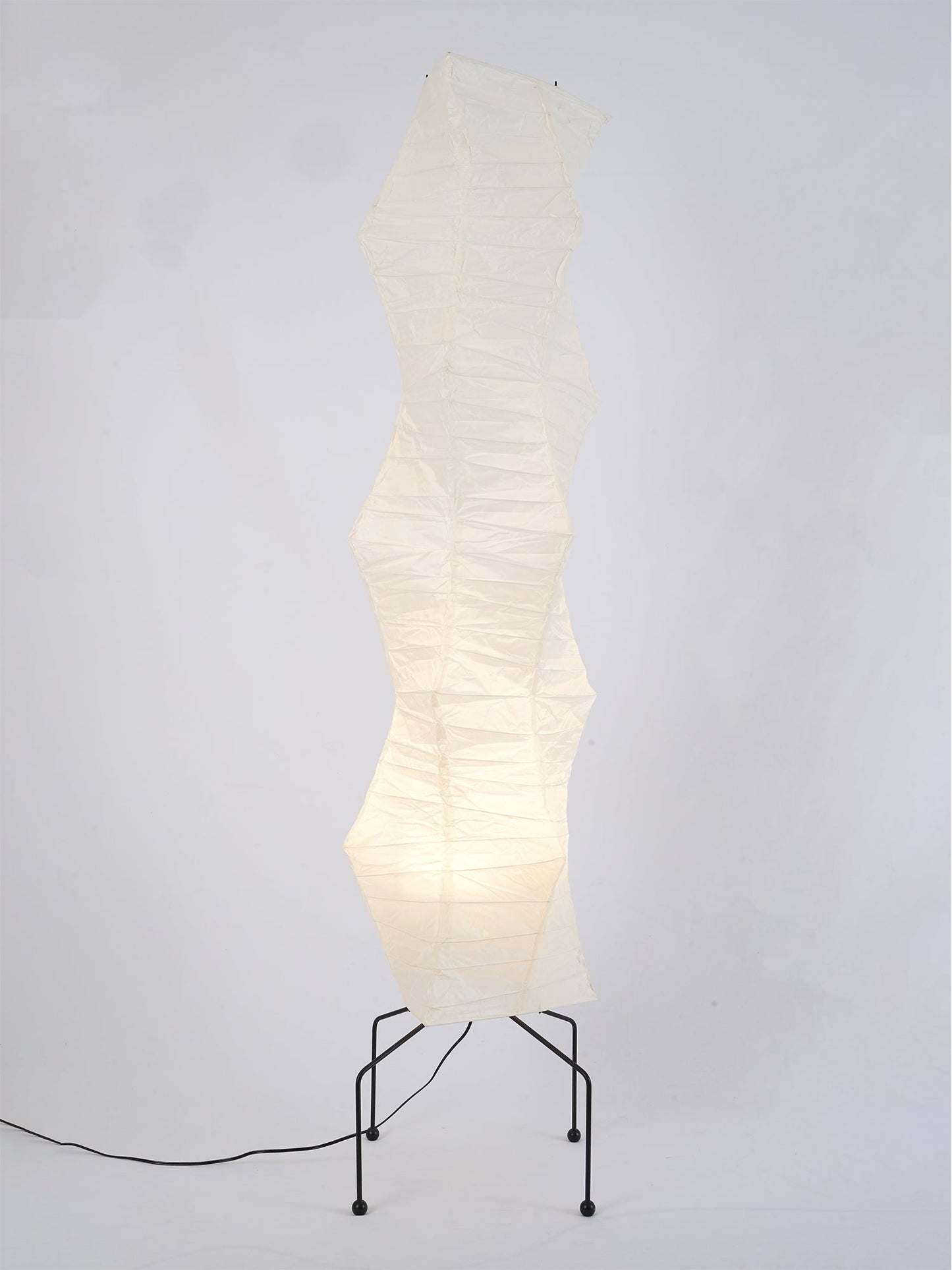 Vloerlamp Japandi Stijl met Rijstpapieren Kap en Driepoot Statief