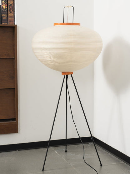 Vloerlamp Japandi Stijl met Rijstpapieren Kap en Driepoot Statief