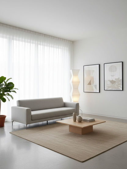 Vloerlamp Japandi Stijl met Rijstpapieren Kap en Driepoot Statief