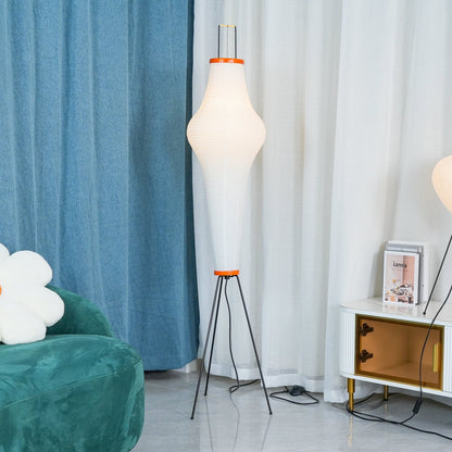 Vloerlamp Japandi Stijl met Rijstpapieren Kap en Driepoot Statief