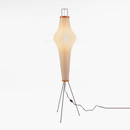 Vloerlamp Japandi Stijl met Rijstpapieren Kap en Driepoot Statief