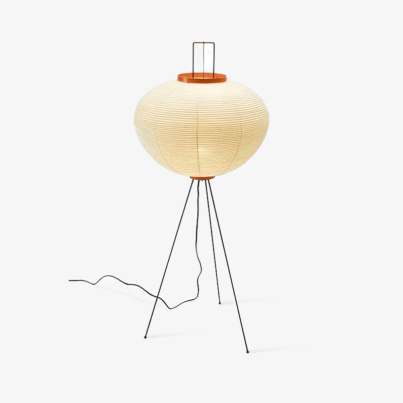 Vloerlamp Japandi Stijl met Rijstpapieren Kap en Driepoot Statief