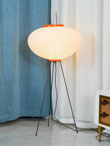 Vloerlamp Japandi Stijl met Rijstpapieren Kap en Driepoot Statief