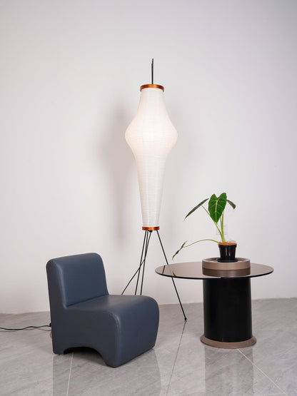 Vloerlamp Japandi Stijl met Rijstpapieren Kap en Driepoot Statief