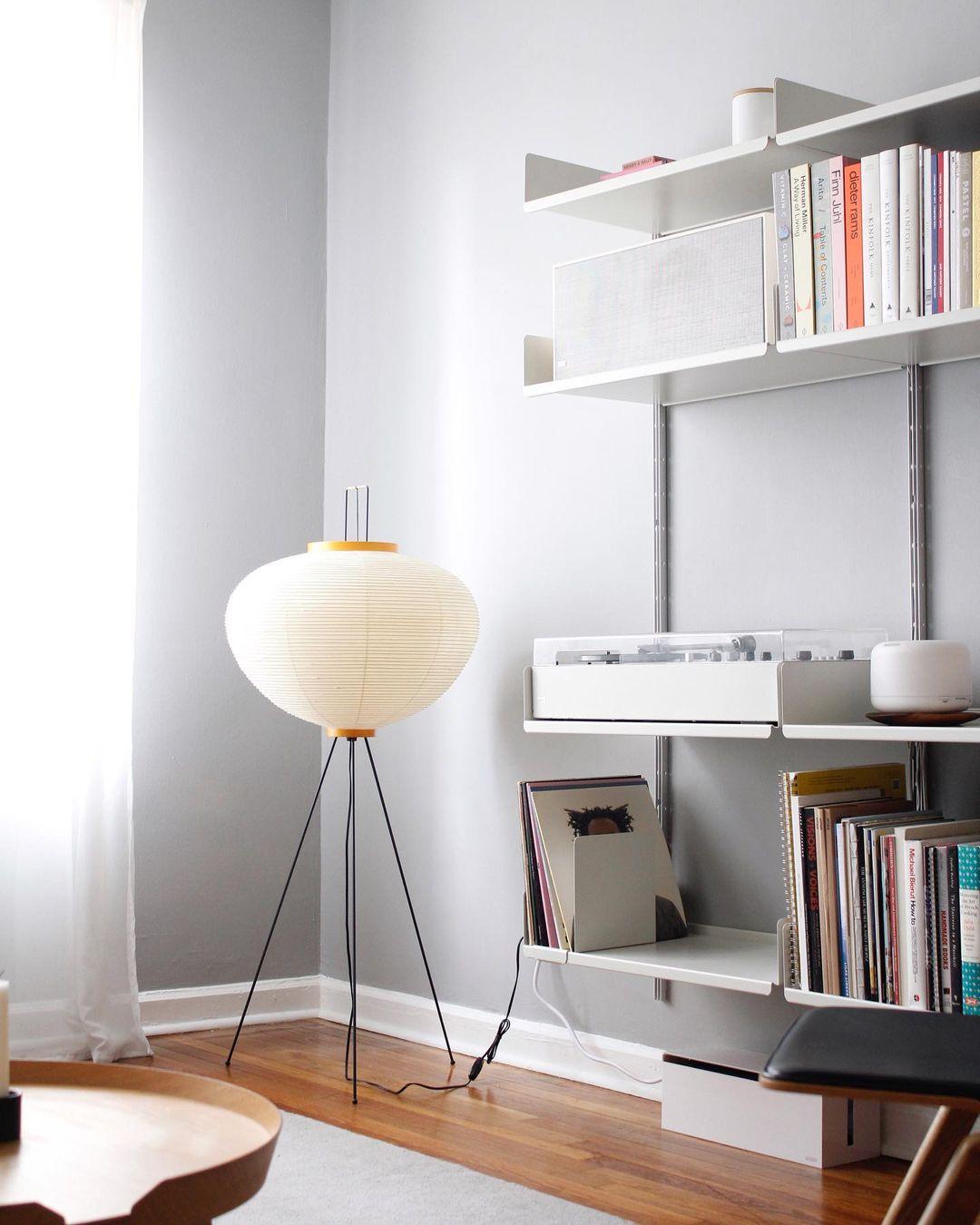 Vloerlamp Japandi Stijl met Rijstpapieren Kap en Driepoot Statief