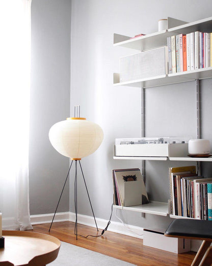 Vloerlamp Japandi Stijl met Rijstpapieren Kap en Driepoot Statief