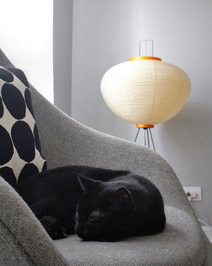 Vloerlamp Japandi Stijl met Rijstpapieren Kap en Driepoot Statief