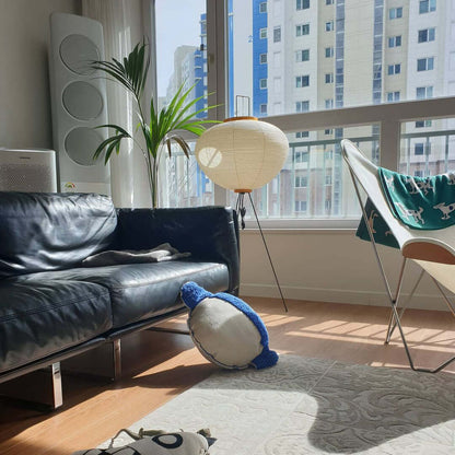 Vloerlamp Japandi Stijl met Rijstpapieren Kap en Driepoot Statief